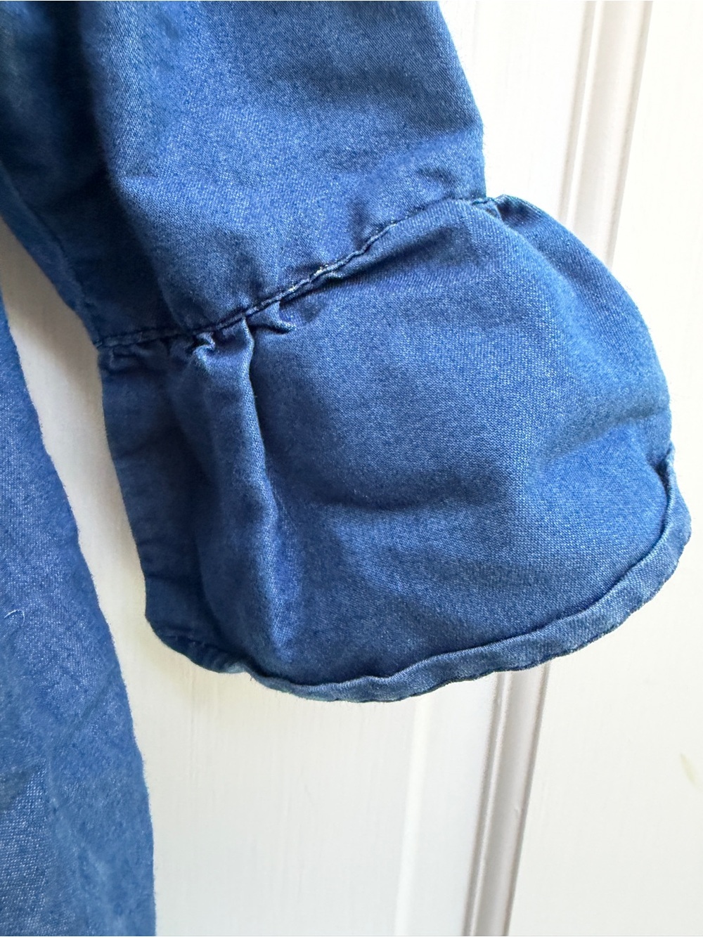 Dollhouse Girls 4 Denim-Blue Embroidered Butterfly Tunic Long Sleeve Blouse Top - Picture 4 of 7